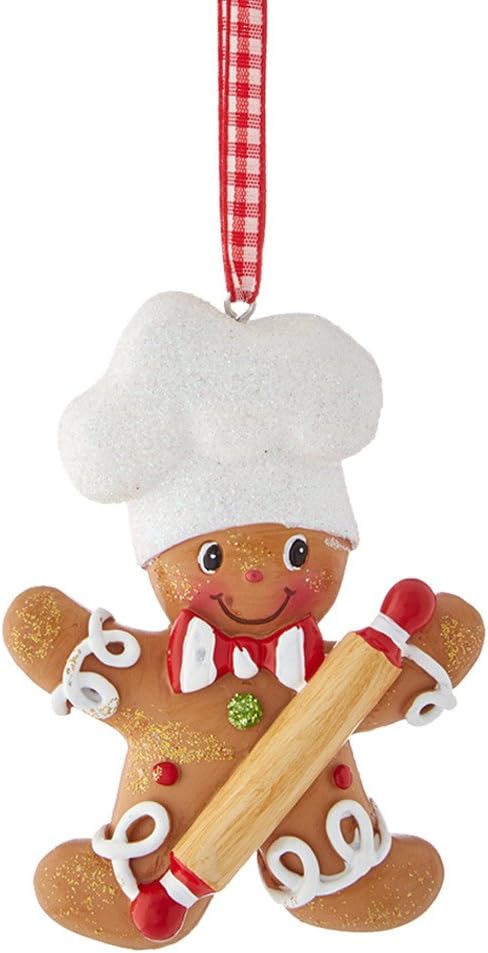 Gingerbread Boy & Girl Christmas Ornaments Set - Kurt S. Adler Resin Decor