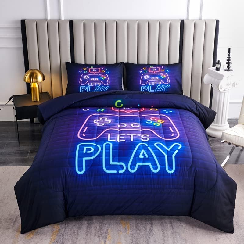 Football Comforter Sets,6 PCS Football Bedding Set,Kids Comforter Sets for Boys,Twin Black and Gold Bed Sets for Boys,Bed in A Bag with Sheets