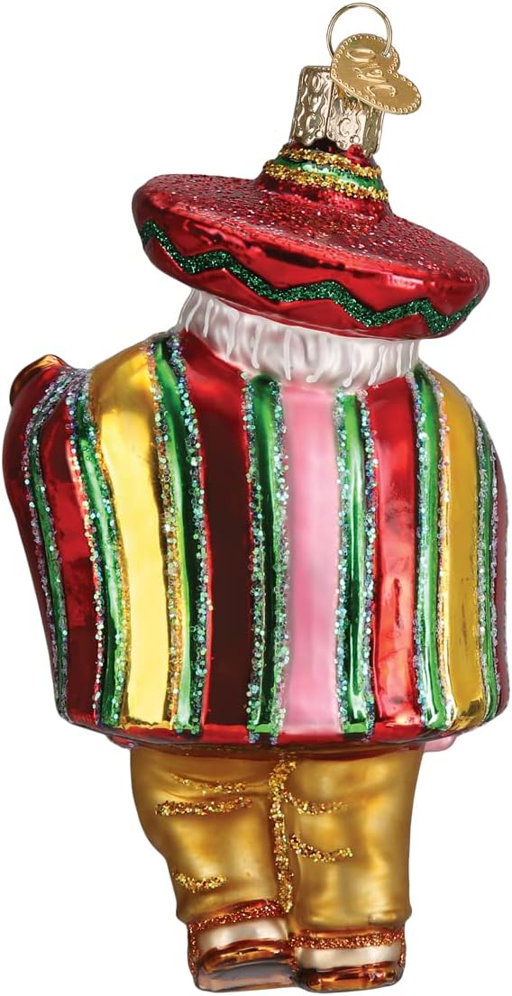 Mid-Century Santa Head Glass Blown Ornament - 3.25” for Christmas Tree Decor