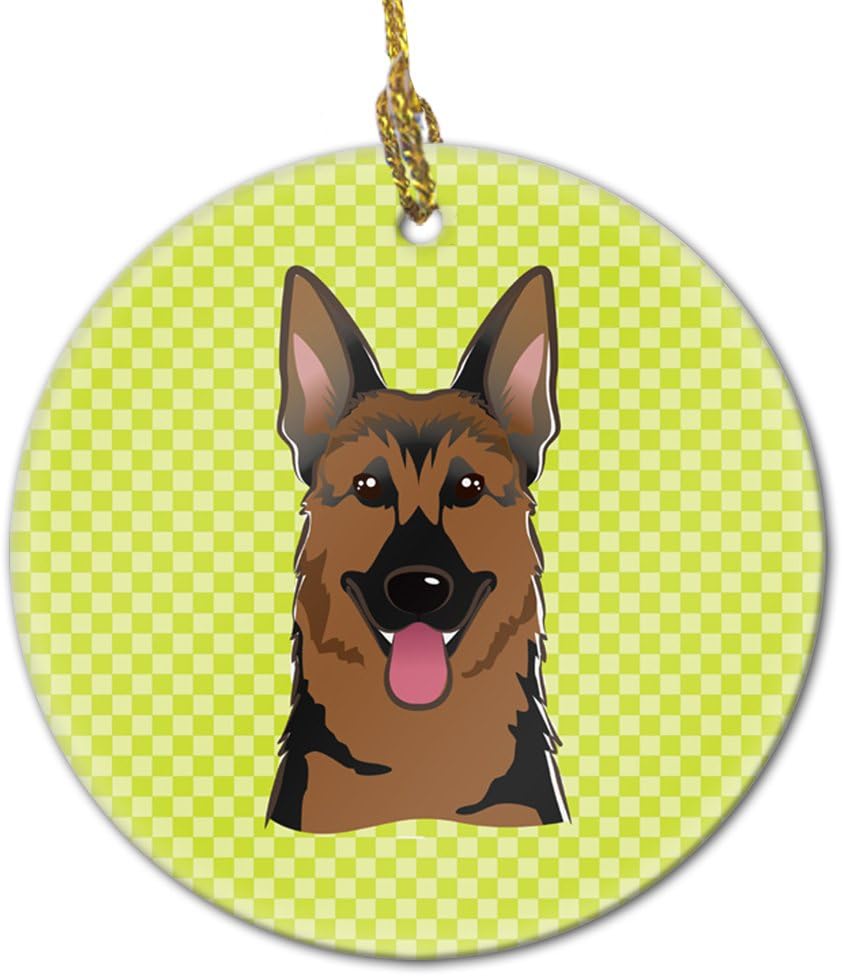 Blue Wire Haired Fox Terrier Ceramic Ornament - Checkerboard Christmas Tree Decoration, 3 in