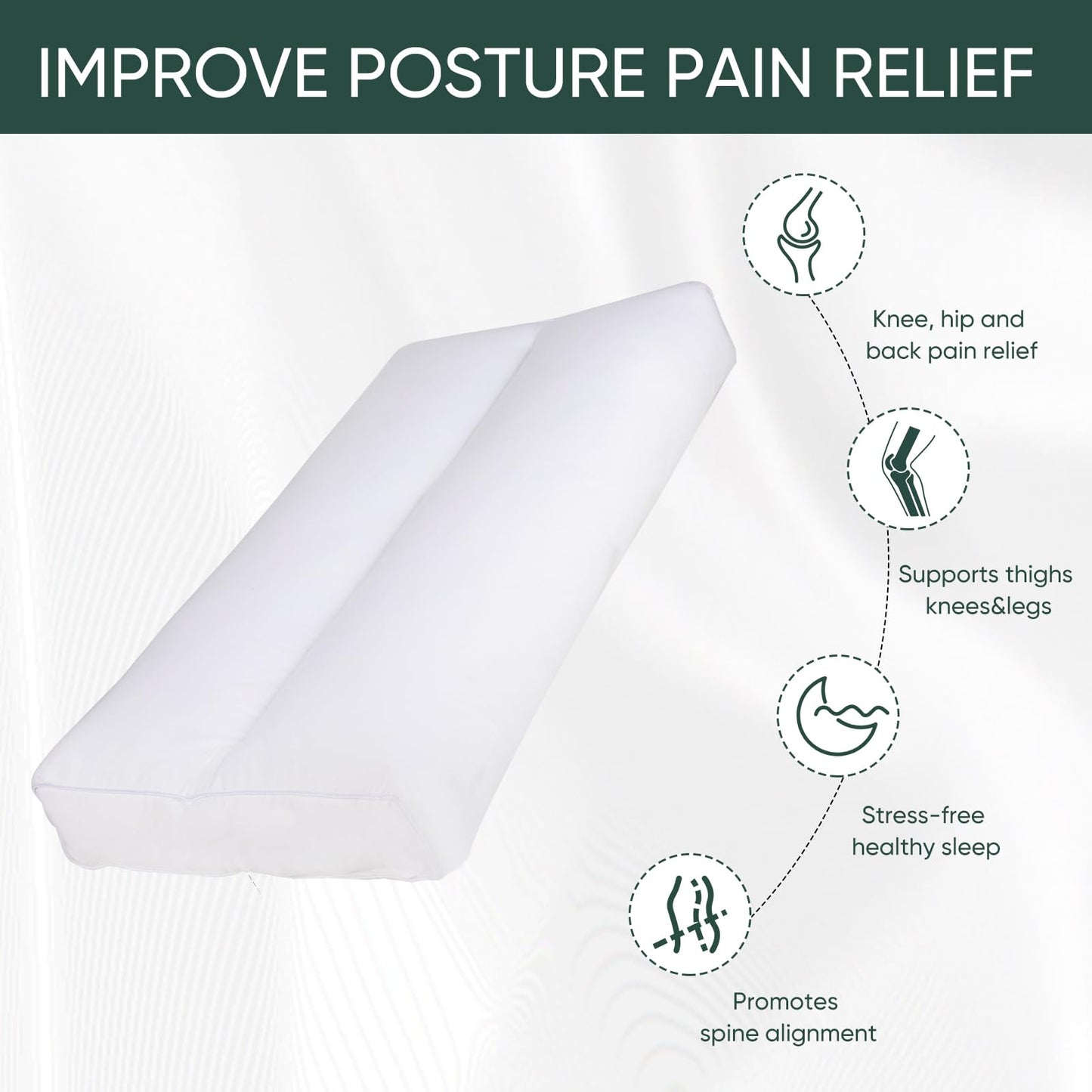 FOXUTEL Knee Pillow for Side Sleepers, 5" Leg Pillow for Side Sleeping, Knee Pillow for Between Knees While Sleeping, 100% Cotton Between Leg Pillow for Side Sleepers
