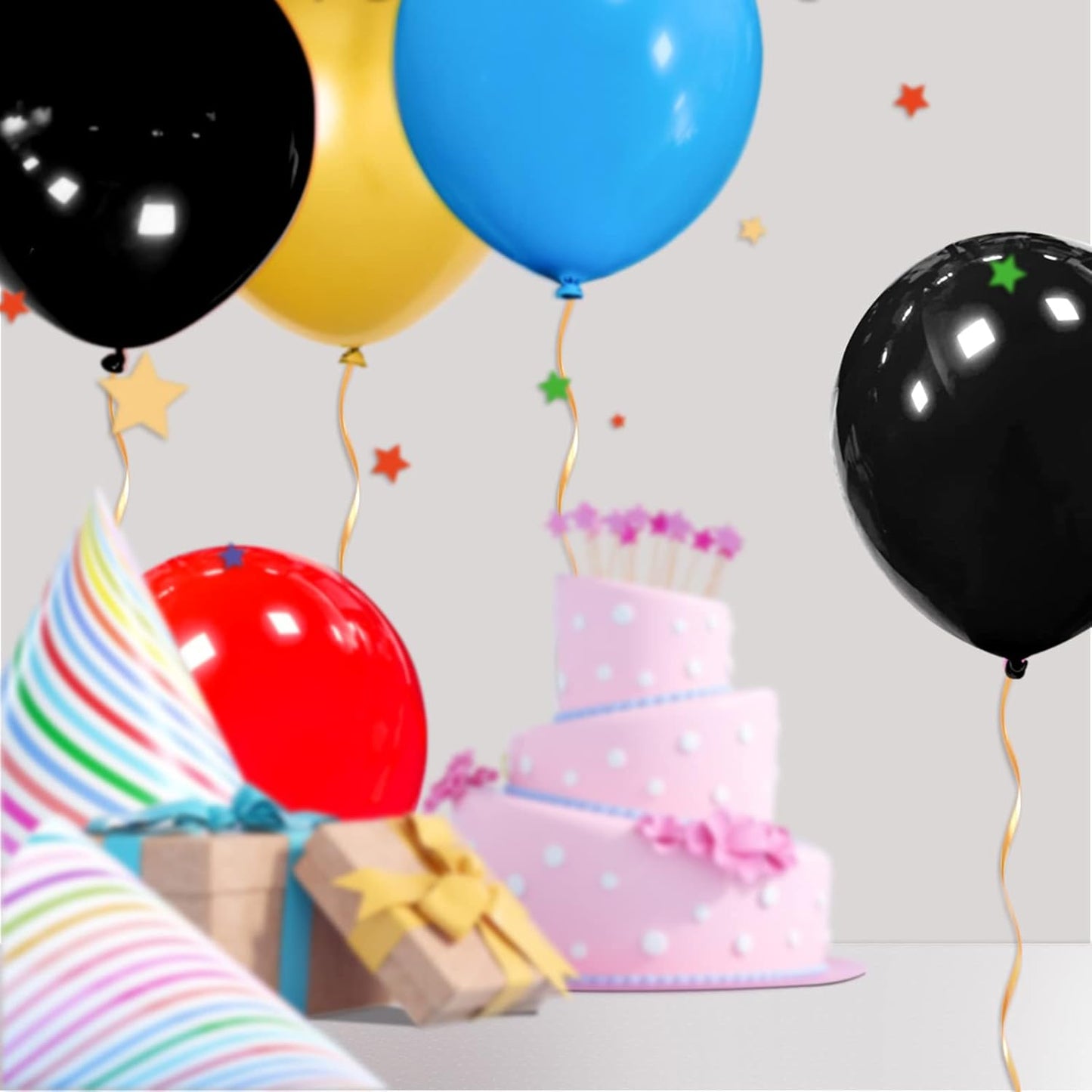 Skiennix 18-Inch Black Big Balloons - 32 Pcs Round Latex Party Decorations for Birthdays & Weddings