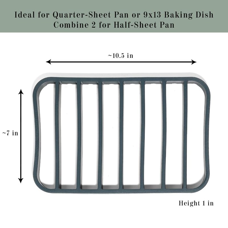 The Silicone Kitchen Silicone Roasting Rack Pan Extra Large, Dishwasher Safe, BPA Free, Non-Toxic, 7 in by 10.75 in, Navy, 2 Pack