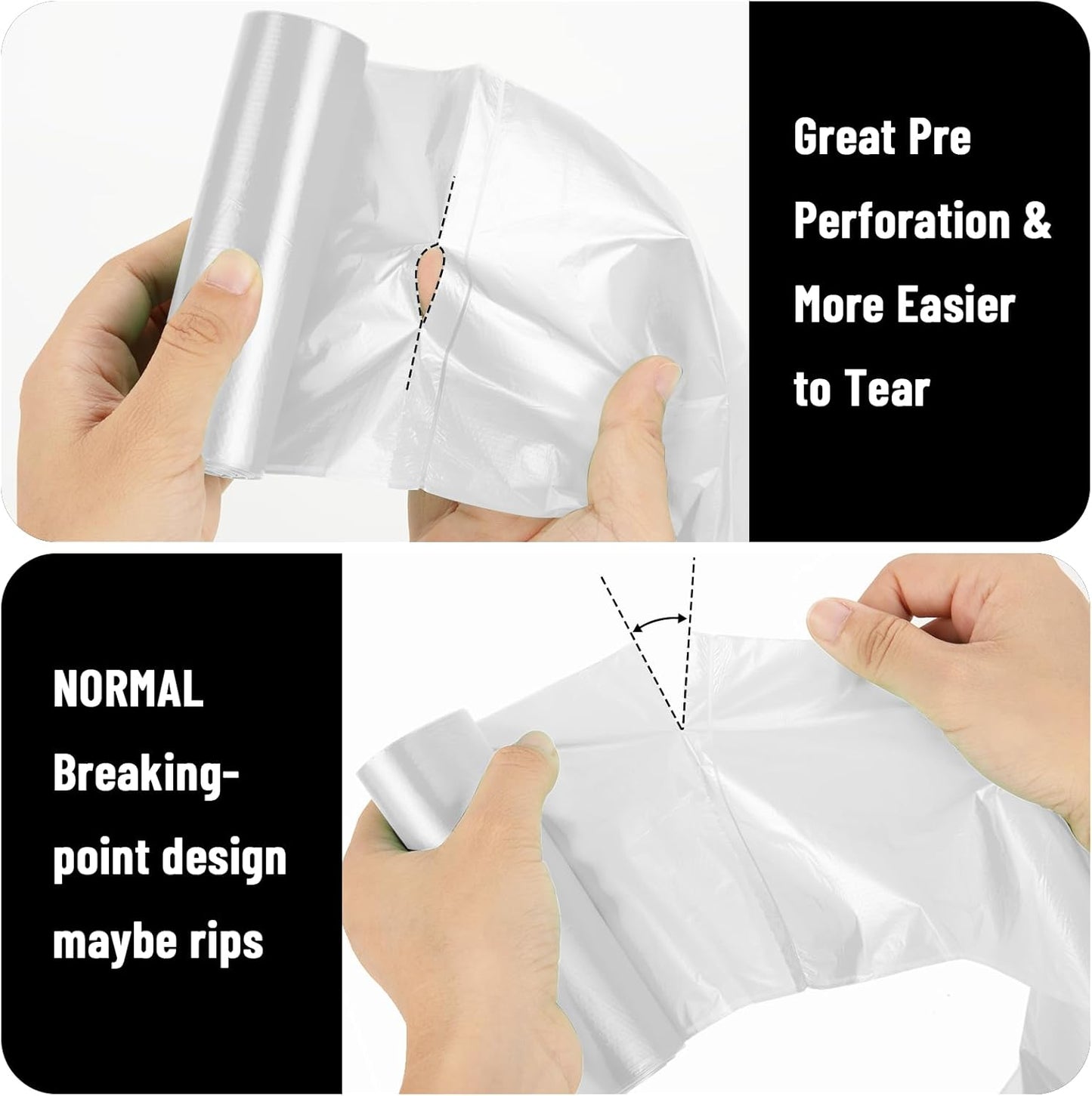 Skiennix 4 Gallon Small Trash Bags - Flexible, Durable & Unscented | 220 Counts, Easy Tearing, Transparent