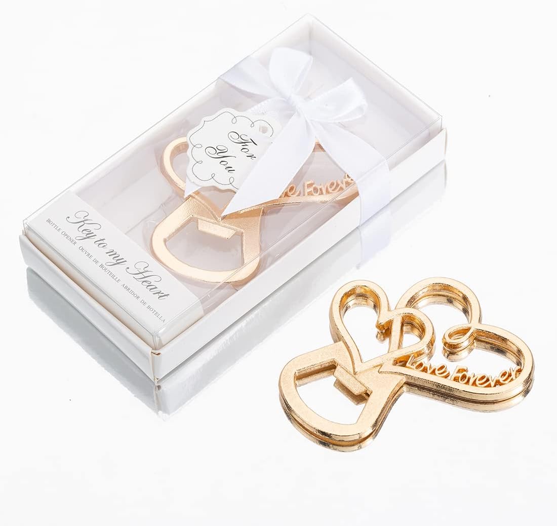 50 Packs New Love Forever Design Heart Shape Bottle Openers for Wedding Favors to Guests, Bridal Shower Party Gifts, Souvenirs or Decorations for Guests (heart design)