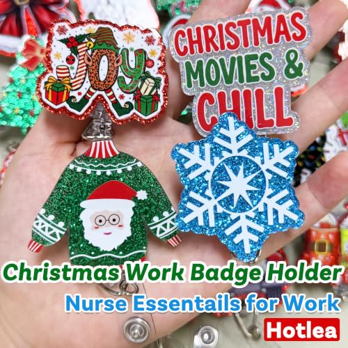24 PCS Cute Christmas Badge Reels Bulk for Nurses, Retractable Winter