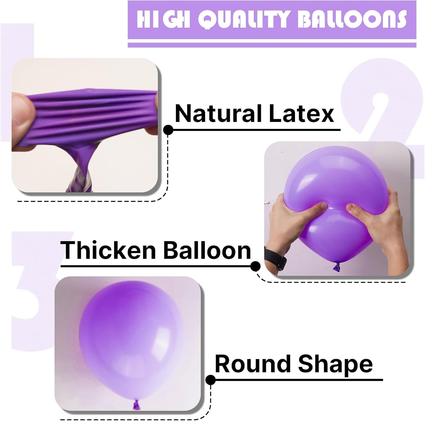 PartyWoo Purple Balloons - 100-Piece Arch Kit with Various Sizes for Birthday & Wedding Decor