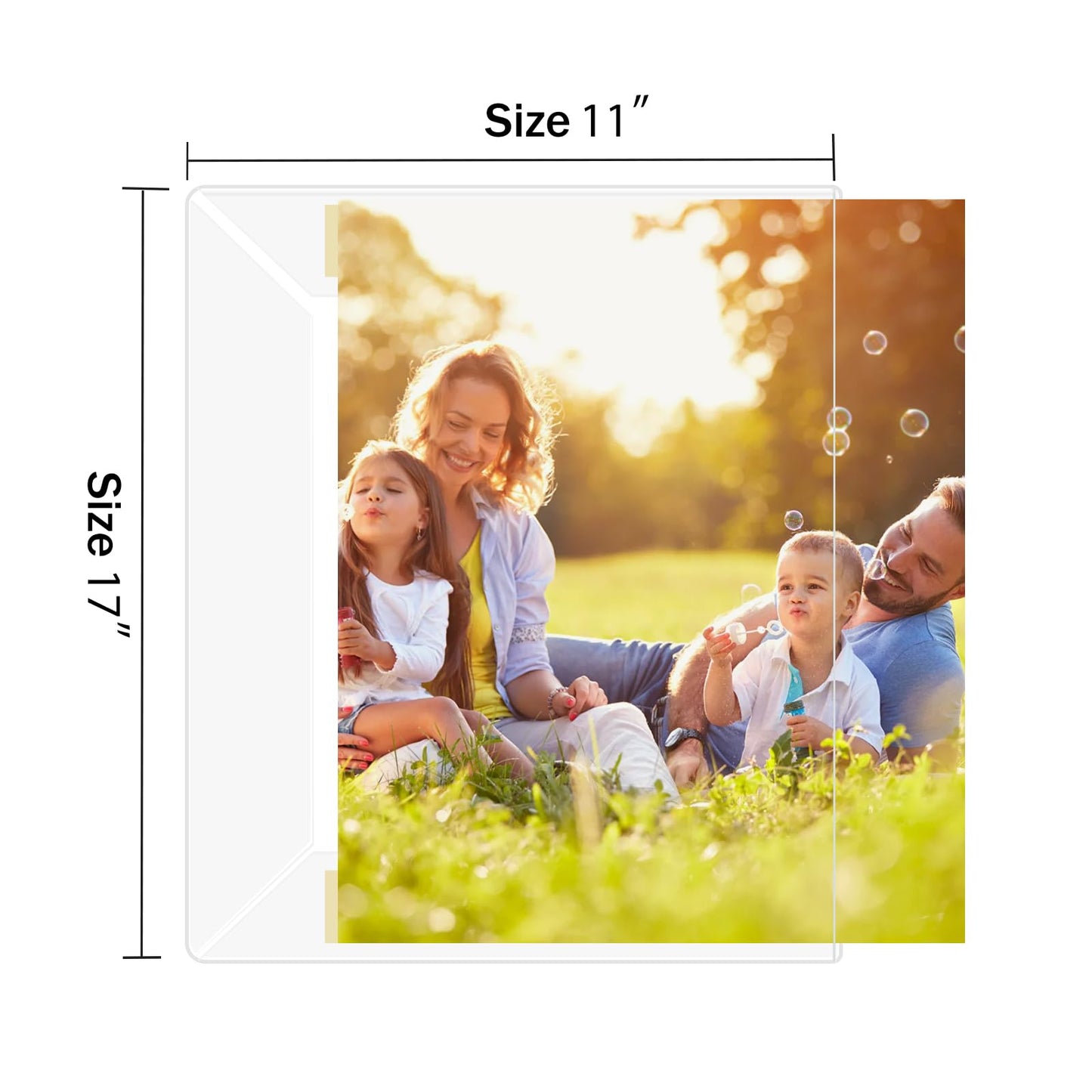 Wbtran 11x17 Acrylic Picture Frame, Clear Frameless Photo Frame for Wall Mount, No Drilling Picture Frames with Tape, Pack of 5 Floating Hanging Picture Frames for Home, School, Office