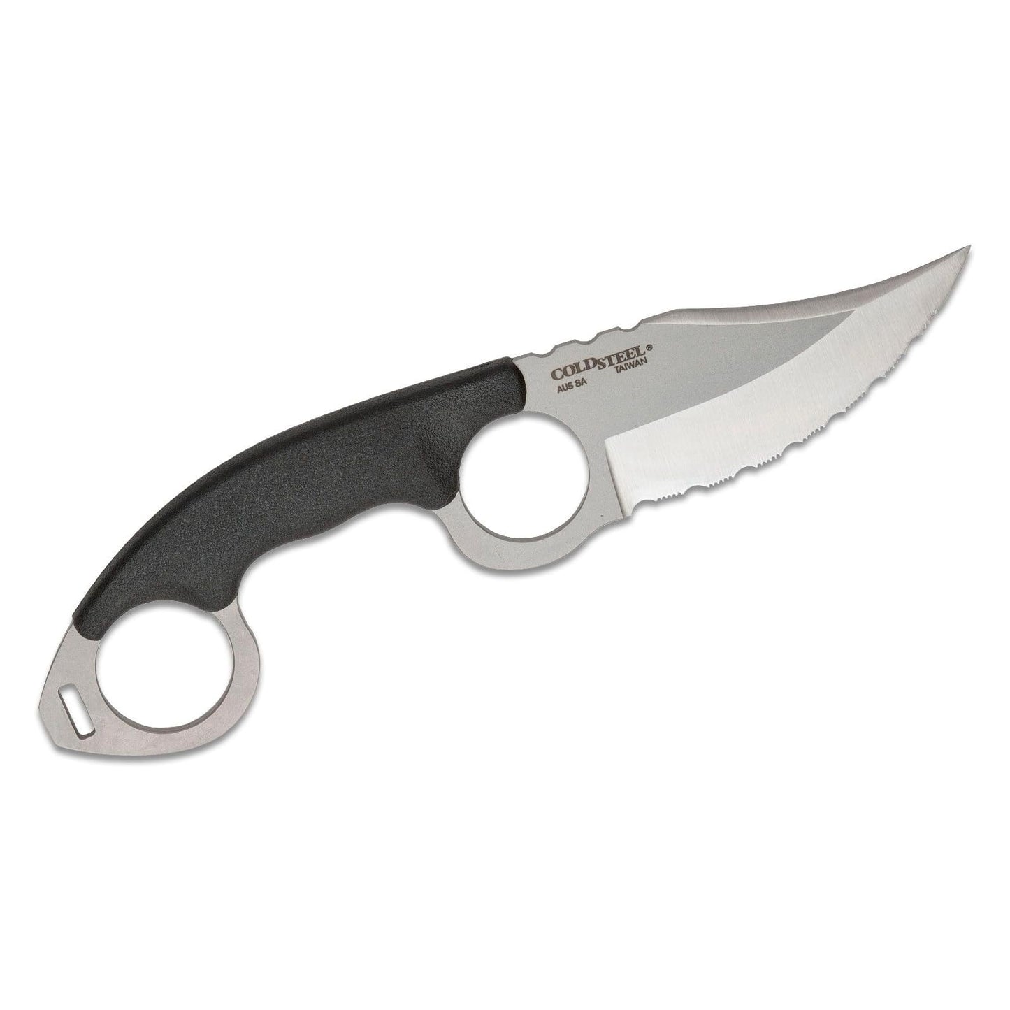 Cold Steel Double Agent II Serrated Edge Durable Lightweight Japanese AUS8A Steel Clip Point Shape 3" Fixed Blade Tactical Outdoor Hunting Knife, Griv-Ex Handle, Secure-Ex Sheath