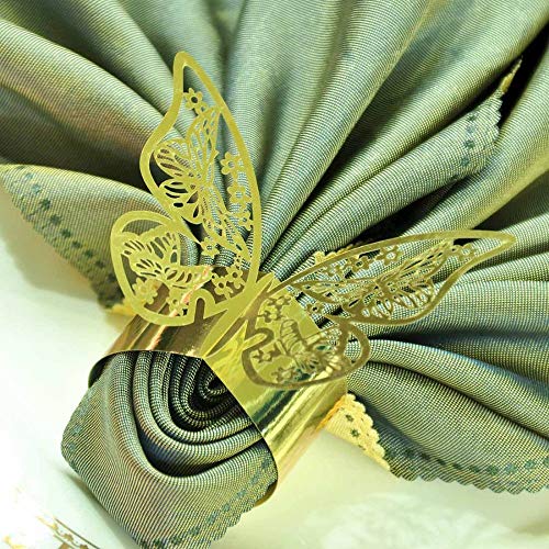 Acfun Gold 50pcs 3D Butterfly Paper Napkin Rings Wedding Party Decor