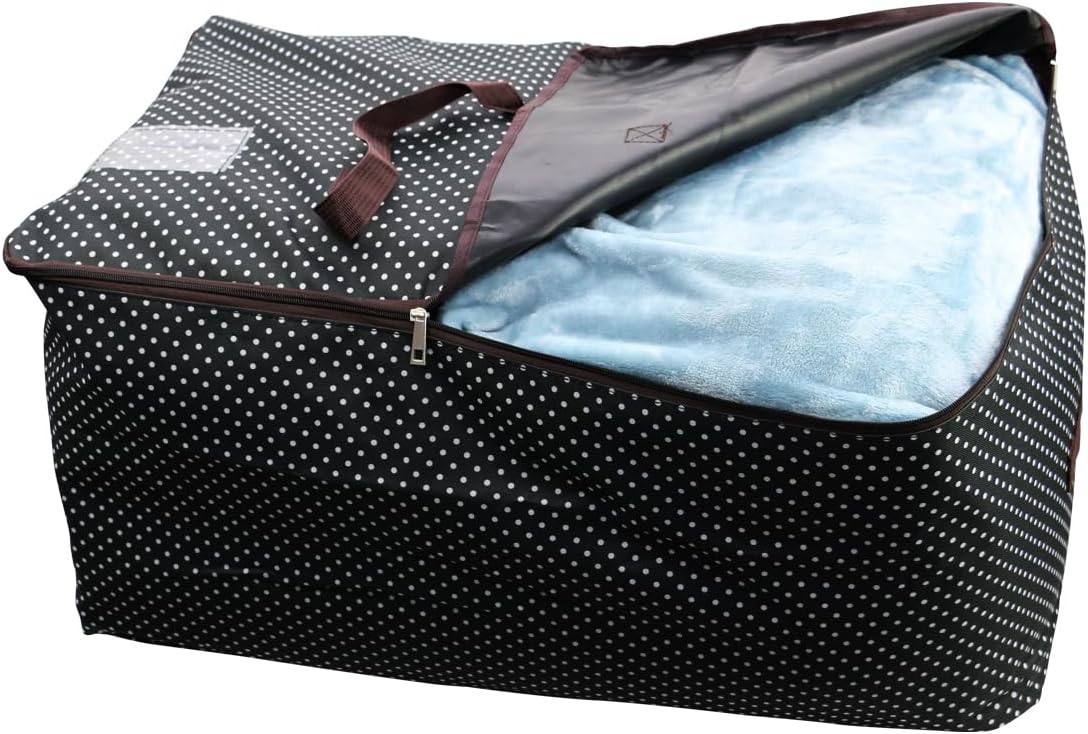 3-Side Zip Open Storage Bag for Christmas Trees & Party Ornaments - 27.5x16.5x13.8, Black Dots