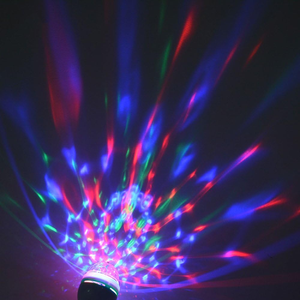 RGB Disco Ball Light E26 - Rotating LED Strobe Bulb for Parties, Karaoke & Events