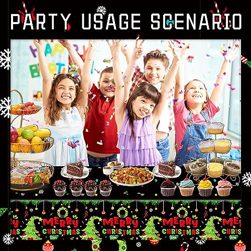 ORNACELE 2-Pack Christmas Waterproof Tablecloths 108x54 Inch Holiday Party Decor
