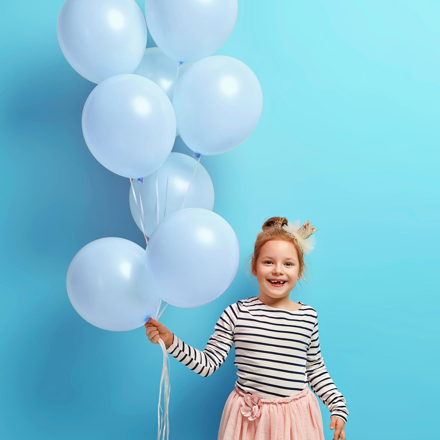 RUBFAC Blue Balloons 129pcs, Pastel Light Blue Balloon Different Sizes 18 12 10 5 Inch for Garland Arch Kit, Gender Reveal Baby Shower Birthday Wedding Easter Party Decoration