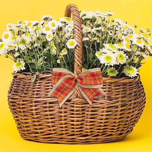 10 PCS Fall Bows for Wreath, Thanksgiving Wreath Bows Orange Red Buffalo Plaid Bow Natural Burlap Craft Bow Holiday Farmhouse Tree Bows for Basket Autumn Thanksgiving Decorations Supplies