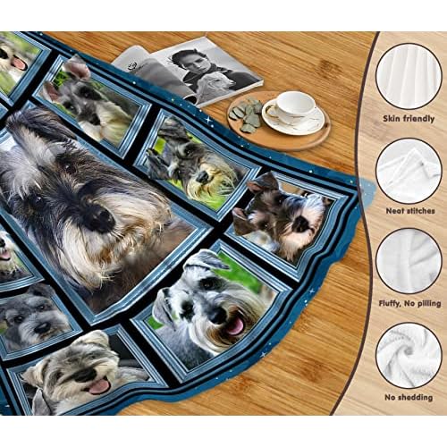 Schnauzer Blanket for Kids Boys Girls, Schnauzer Gifts for Schnauzer Dog Lover, Super Soft Fuzzy Dog Throw Blanket Schnauzers Print Plush Gift for Birthday Christmas 40x50 inch