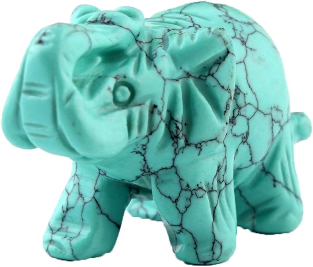 Opal Opalite Elephant Statue - 1.5" Natural Stone Carved Figurine for Chakra Healing