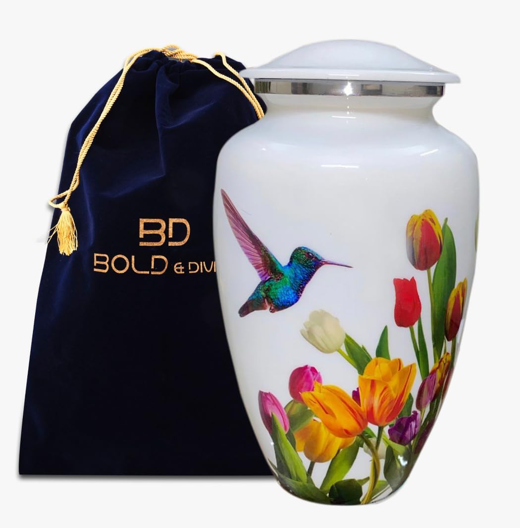 BOLD & DIVINE Adult Purple Hummingbird Cremation Urn | Human Ashes Adult Memorial urn, Burial, Funeral Cremation Urns | 200 Cubic Inches (Large Adult)
