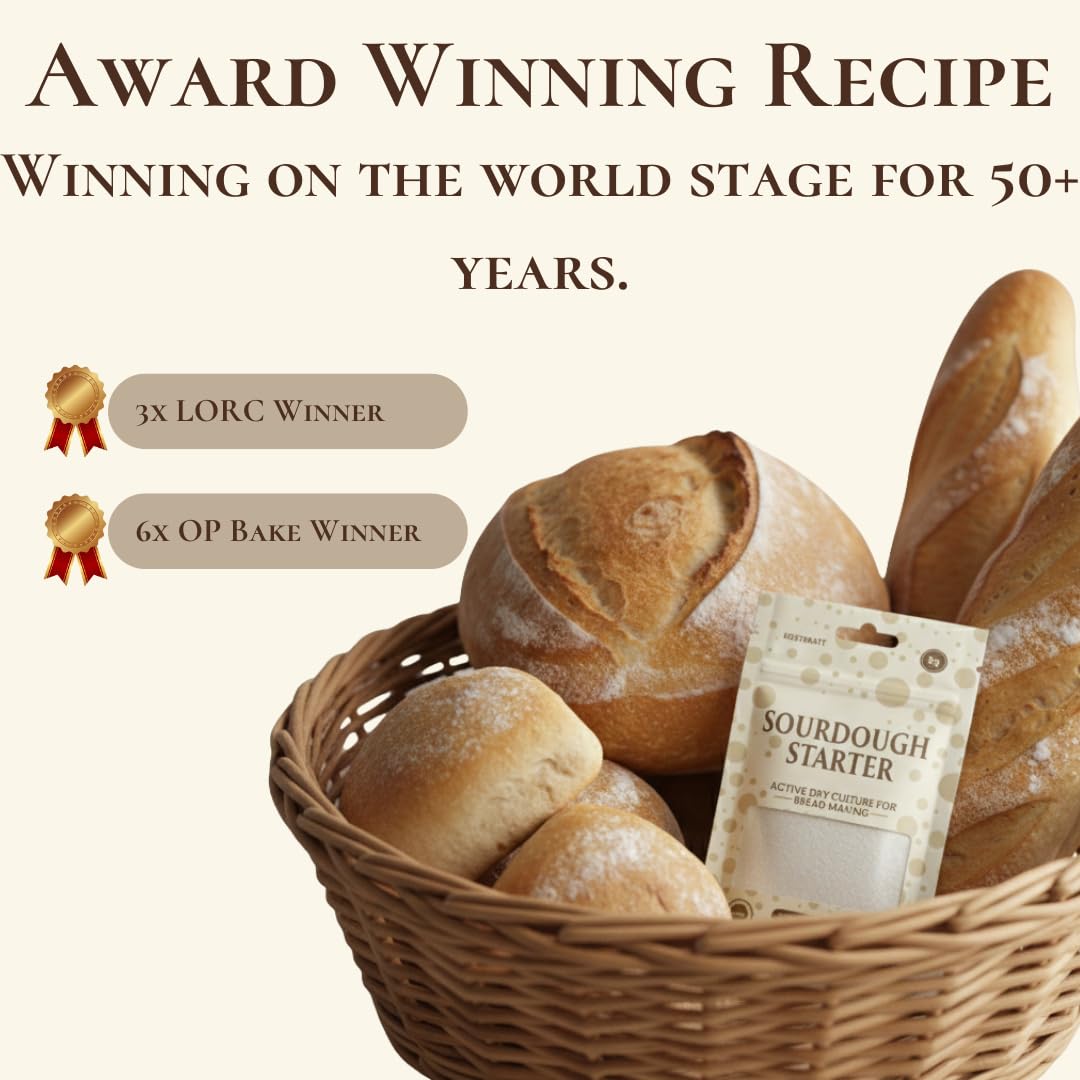 Sourdough Starter Culture – Dehydrated Wild Dry Yeast for Baking Homemade Artisan Bread – Organic, Non-GMO, Fresh, Long-Lasting & Beginner-Friendly (5 Grams)