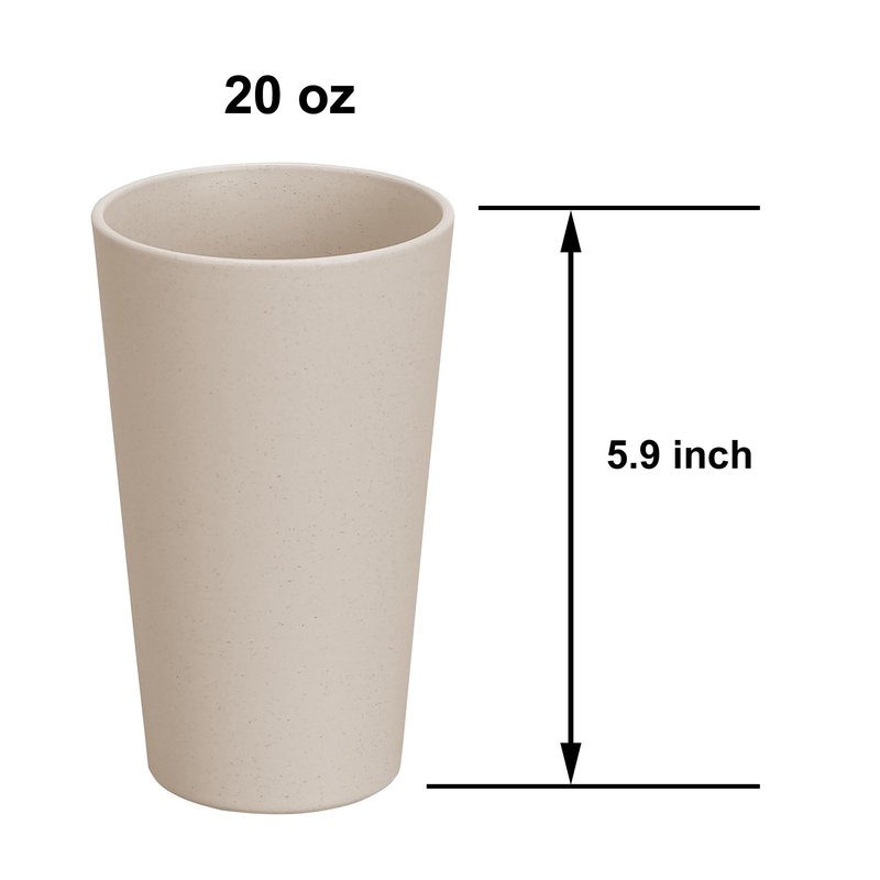 LuckyZone Wheat Straw Unbreakable Cup | 20 oz Reusable Water Drinking Glasses Sets of 5 | Lightweight Tumbler for Kitchen Outdoor | Dishwasher Safe, BPA Free and Eco friendly (20 oz, 5 Color_H)