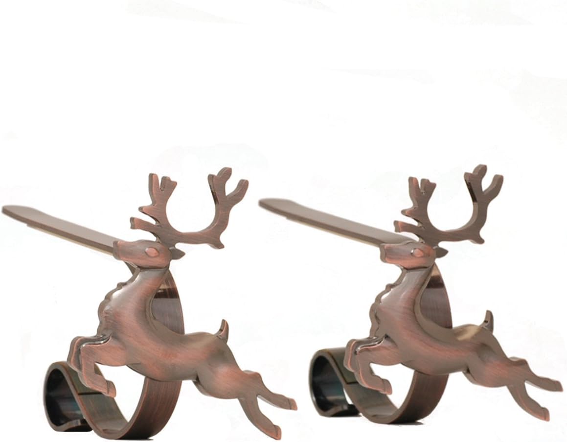 Gold MantleClip Stocking Holders Set - 4-Pack Removable ZINC Alloy Holiday Icons