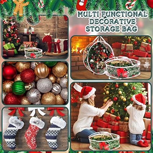 Zhengmy 10 Pcs 24 Inch Christmas Wreath Storage Bags - Clear Plastic Wreath Containers
