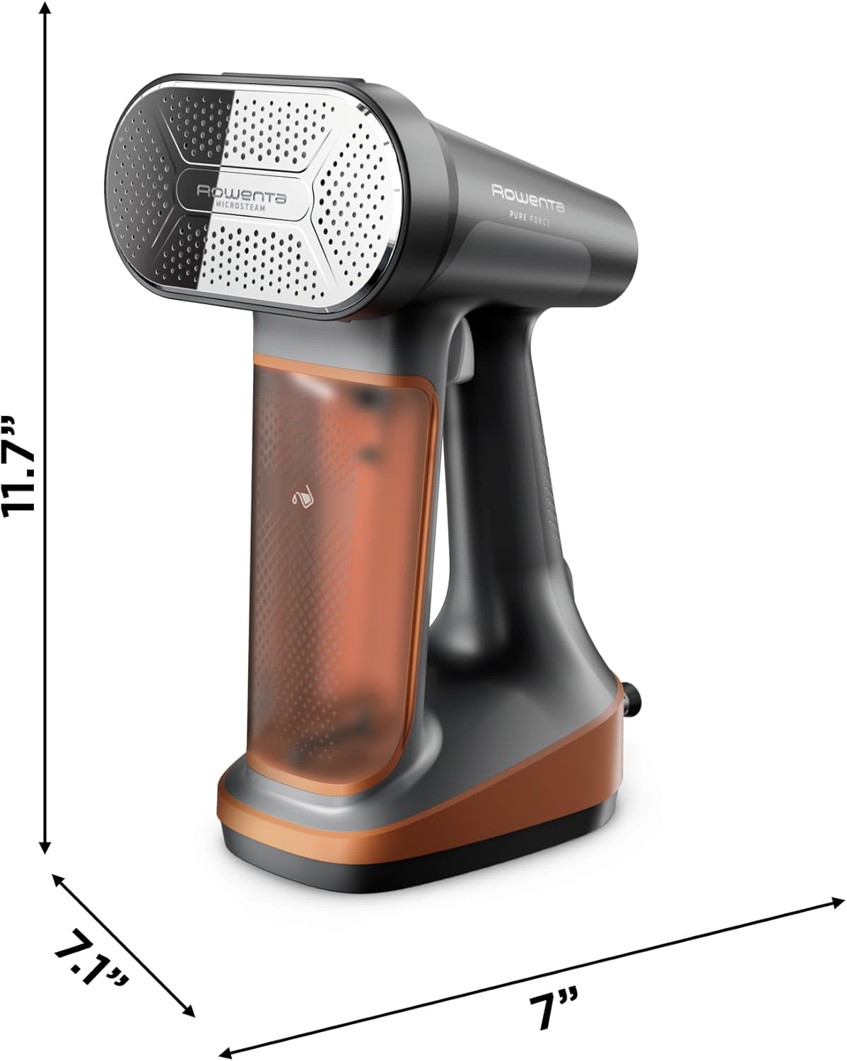 Rowenta Handheld Clothing Steamer - 3-in-1 Iron & Lint Remover, 7.1 Oz Tank, 1875 Watts, Black & Copper