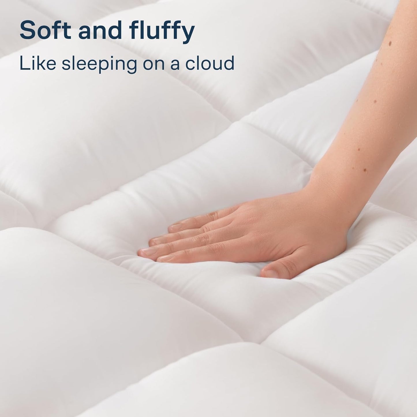 Cloud-Like Twin Mattress Topper - 100% Cotton Top Mattress Pad for Back Pain Relief - Breathable & Naturally Cooling for Hot Sleepers