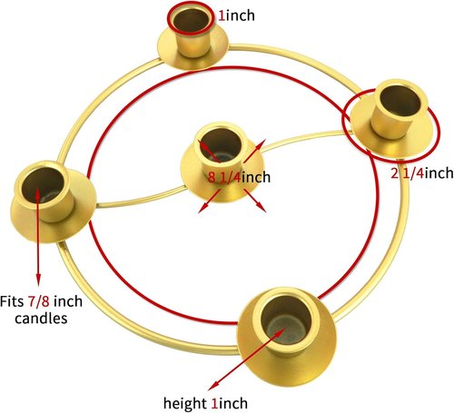 Advent Wreath Candle Holder - Elegant Christmas Candle Rings for Tapered Candles | Gold Finish