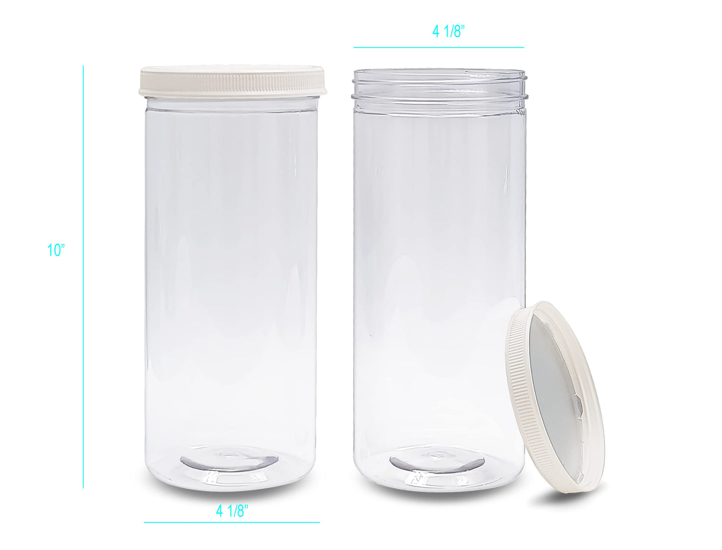 ljdeals 80 oz Tall Clear Plastic Jars with Lids, 2.5 Quart 10 Cup Cylinder Storage Containers, Wide Mouth PET Canisters, Pack of 3, BPA Free, Food Safe, Made in USA