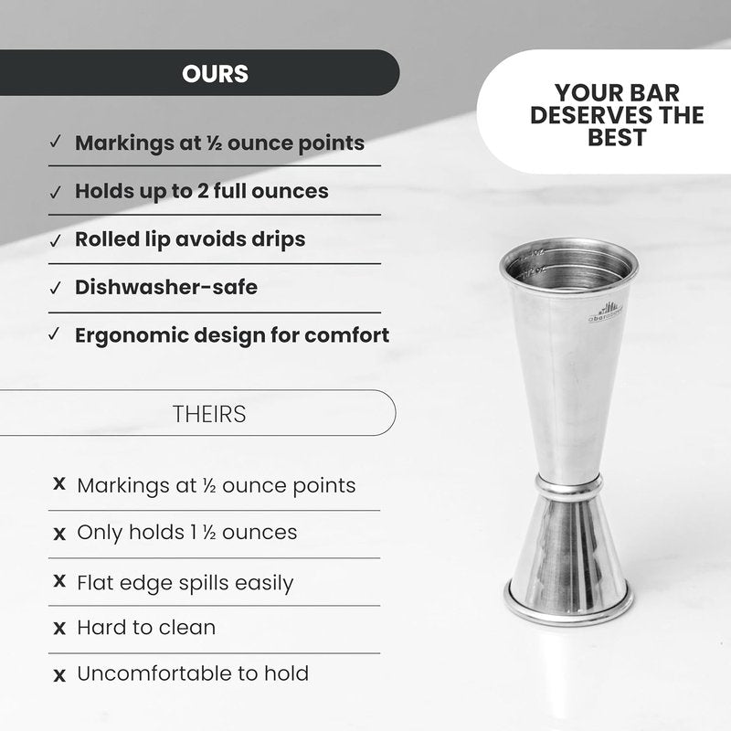 A Bar Above Premium Japanese Jigger, with 8 Measurements Inside, Professional and Heavy-Duty, 304 Stainless Steel Cocktail Double Jiggers, for Bartending, 1 Jigger, Black