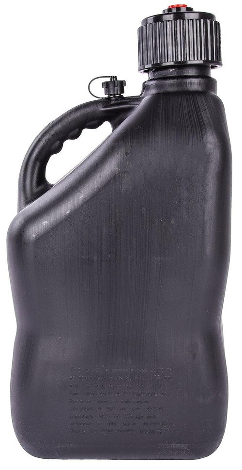 JEGS Square Black Jug | 5-Gallon Capacity | Contoured Handle | Exterior Fluid Level Markings | Leak-Free Seal | Unbreakable Cap | Made In USA