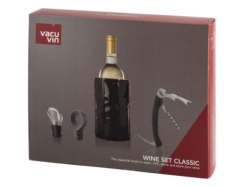 Vacu Vin Wine Set Classic – 4-Piece Wine Saver & Pourer Gift Set | Includes Wine Pump, 2 Stoppers & Wine Server | Preserve Wine Freshness & Enjoy Drip-Free Pouring
