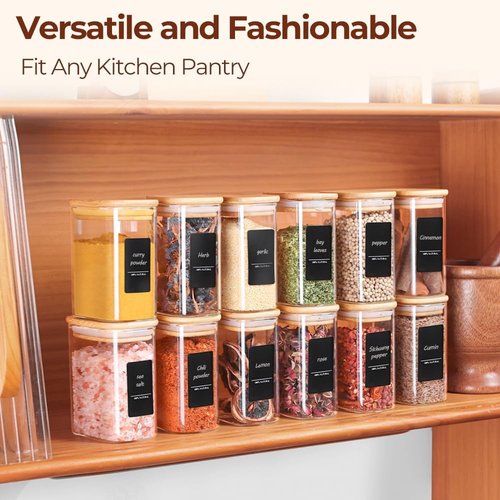 Comsaf Spice Jars - 8 Oz Small Glass Containers with Lids | 6 Pcs for Seasoning & Pantry Storage