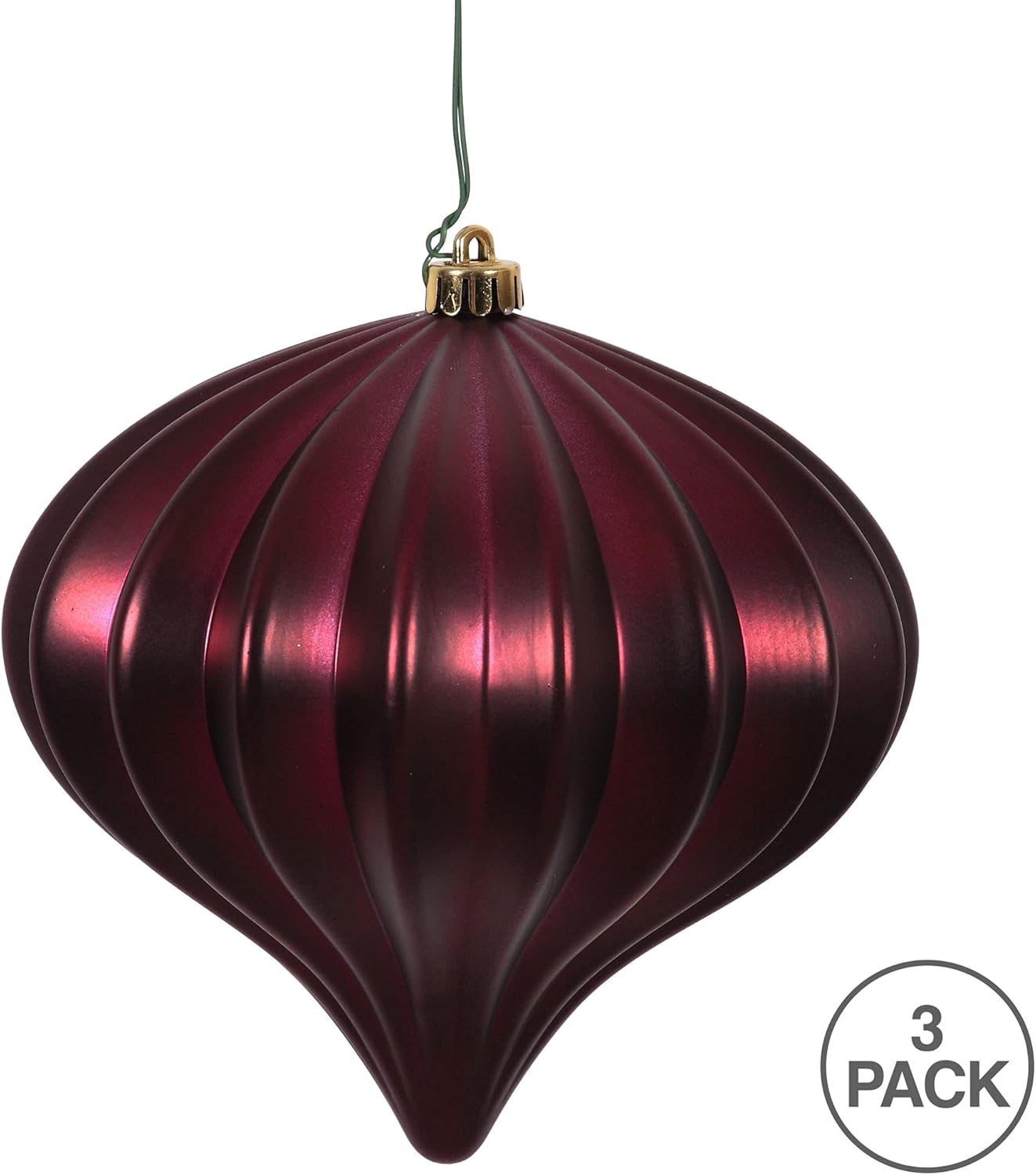 Burnished Orange Matte Onion Christmas Ornaments - UV Treated, Set of 3 by Vickerman