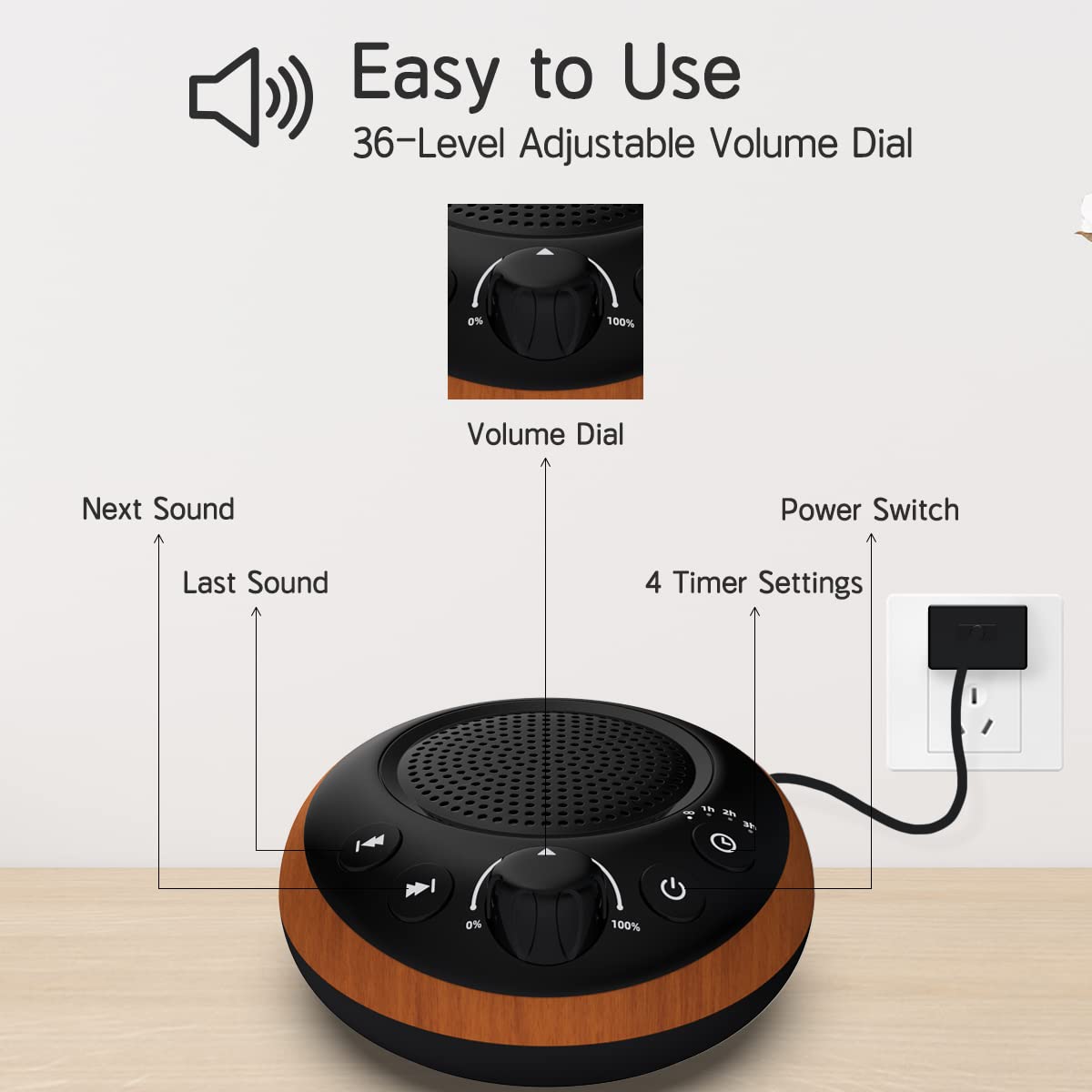 iDealSleep Sound Brown Noise Machine White Noise Machine Nonstop 30 Soothing Sounds Sound Therapy for Baby Kids Adults Sleep Machine 36-Level Vol Auto-Off Timer Memory Function for Home Travel Office