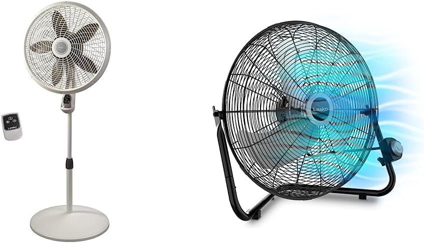 Lasko Cyclone Pedestal Fan, Adjustable Height, Remote Control, Timer, 3 Speeds, for Bedroom, Kitchen, Office and Living Room, 18", White, 1885, Large