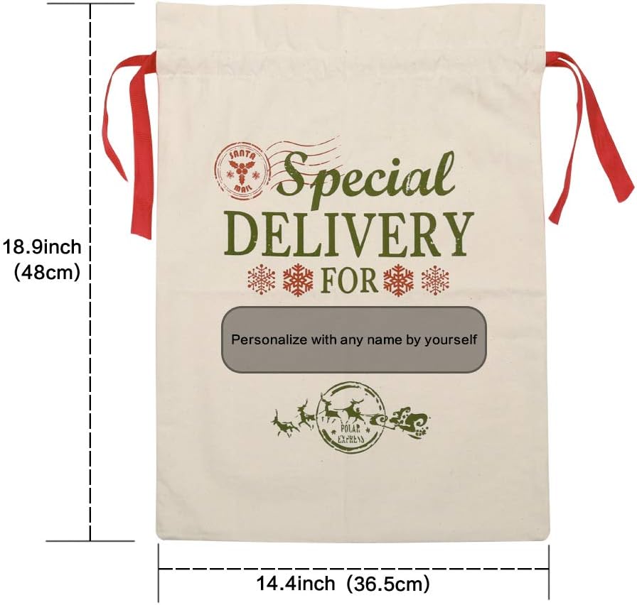 Extra Large Burlap Santa Sacks for Christmas Gifts - 19.7" x 26.8" Drawstring Holiday Bags for Kids & Decorations