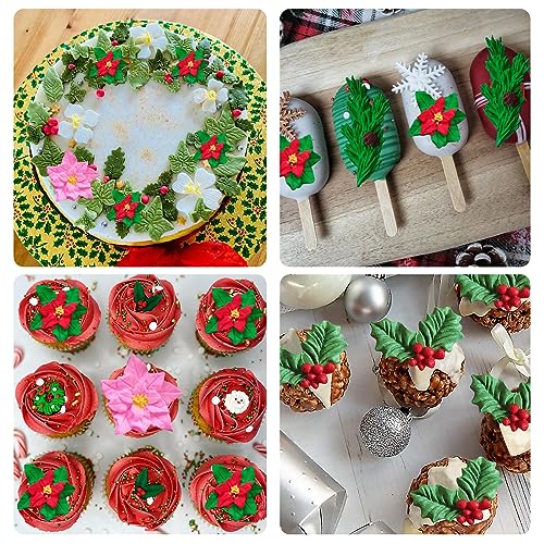 Holly Leaf Silicone Mold Set 3-Pack for Fondant, Chocolate & Candy Christmas Decorations