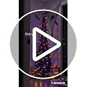 6 Ft Black Tinsel Halloween Tree with Purple Bats & LED Lights - Decor