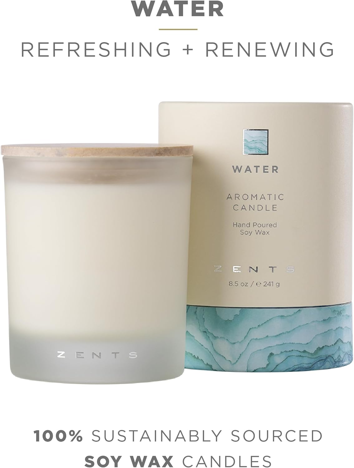 Zents Scented Soy Wax Candle (Earth - Sandalwood & Fir Needle), Large Jar Single Wick, Uplifting Home Decor Accent, 8.5 oz