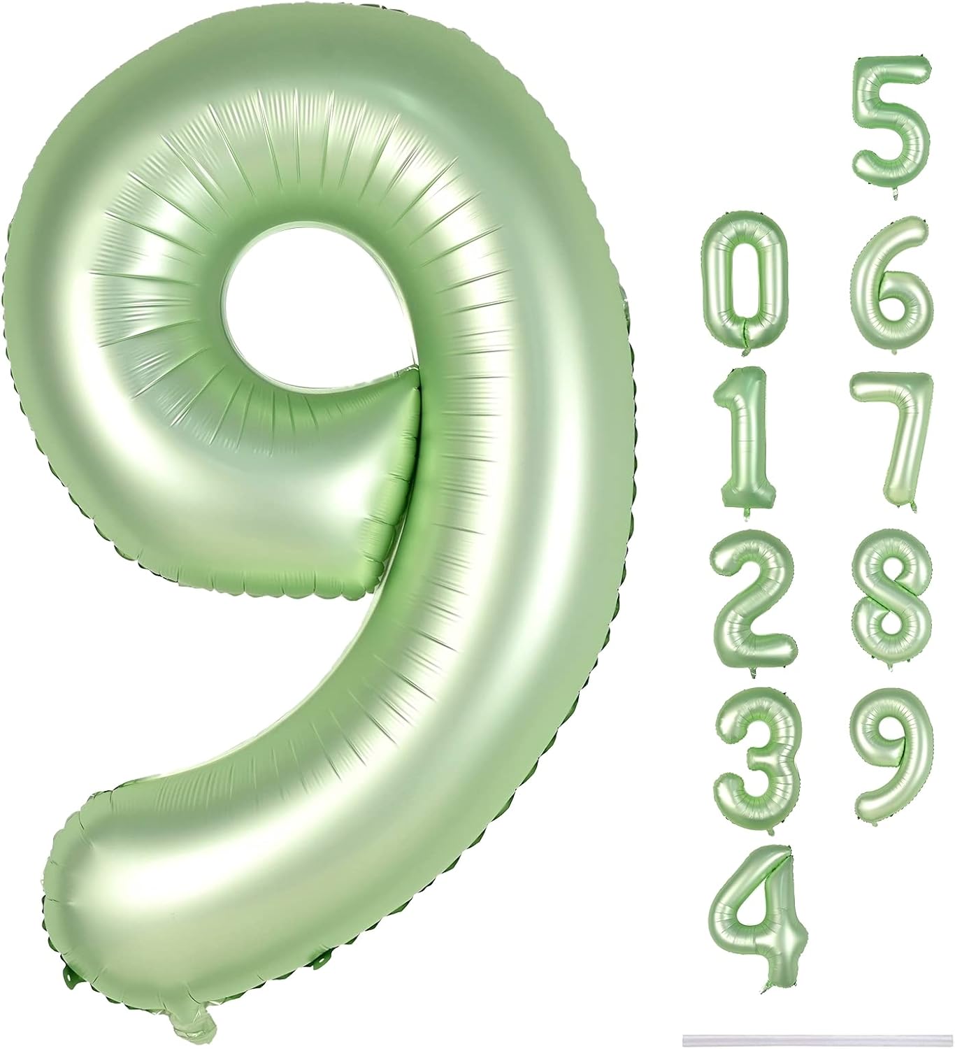 Skiennix 40'' Sage Green Number 9 Balloon - Self-Inflating Foil for 9th Birthday & Jungle Safari Decor