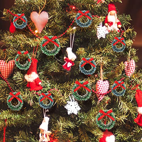 48 Pcs Mini Christmas Wreaths for Crafts & Dollhouse Decoration - Blue-Green & Grass-Green Styles