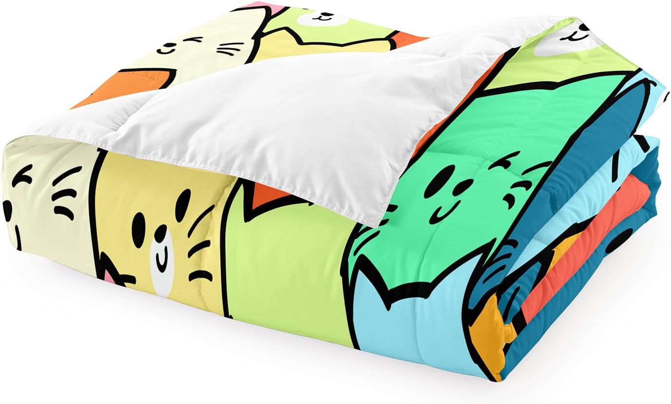 Cute Cartoon Dinosaur Bedding Set, Ultra Soft Full Size Comforter Set for Boys, Lovely Dinosaur Printed Comforter for Kids Teens, Dark Blue Microfiber Quilt for All Season 3Pcs with Pillowcases