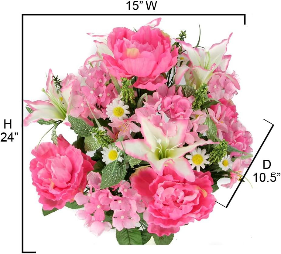 24-Stem Artificial Flower Arrangement - Mixed Roses & Carnations for Indoor/Outdoor Wedding & Home Decor - Spring Faux Flowers in Blue