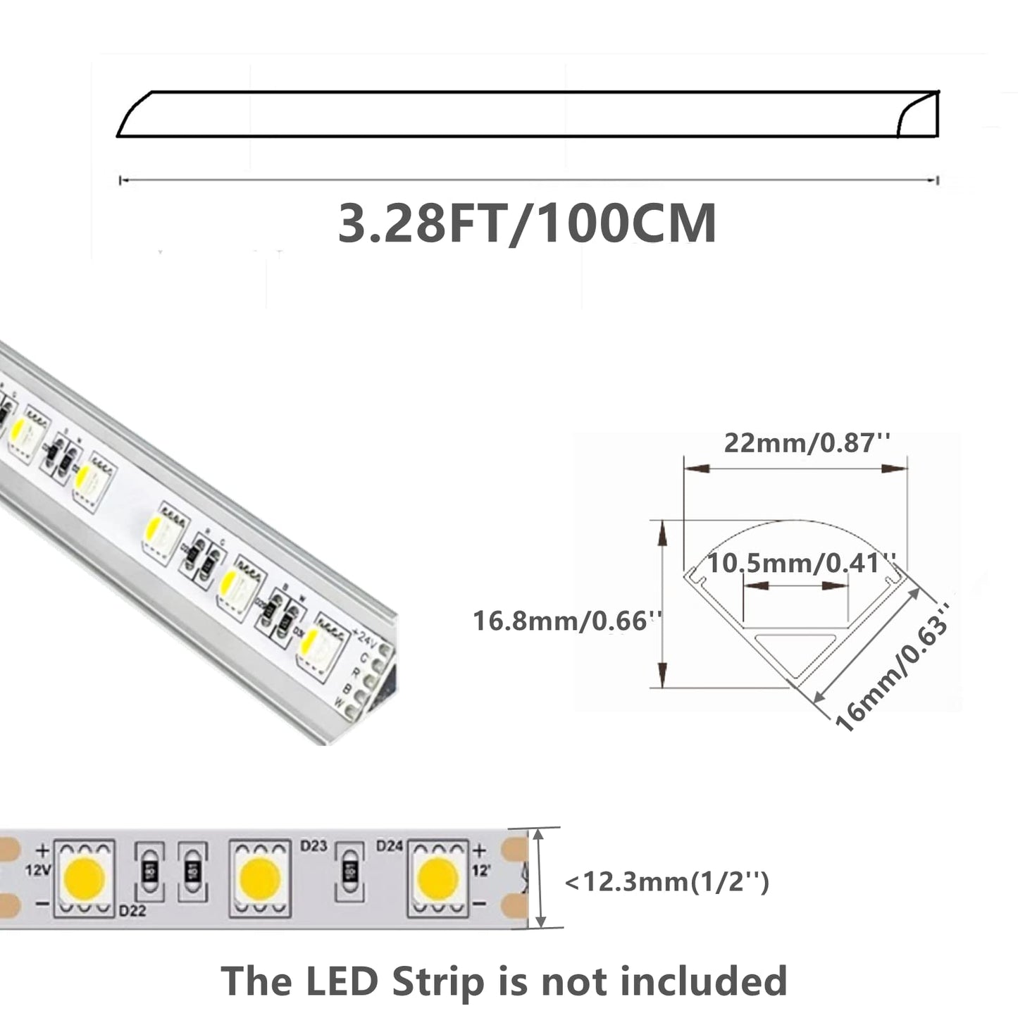 THMOOTHER UV Resistance 3.28FT V Shape LED Strip Channel Diffuser,6-Pack Aluminum Profile with Frosted Cover and Corner Connector,Tape Mounting Track for Cabinet Stairs Wall Outdoor (3.28FT, 6)