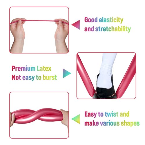 100Pcs 260 Balloons Metallic Long Balloons for balloon animals, Thickening Skinny Latex Twisting Balloon for Animals Modeling Christmas Birthday Wedding Party Decorations.(Multi)