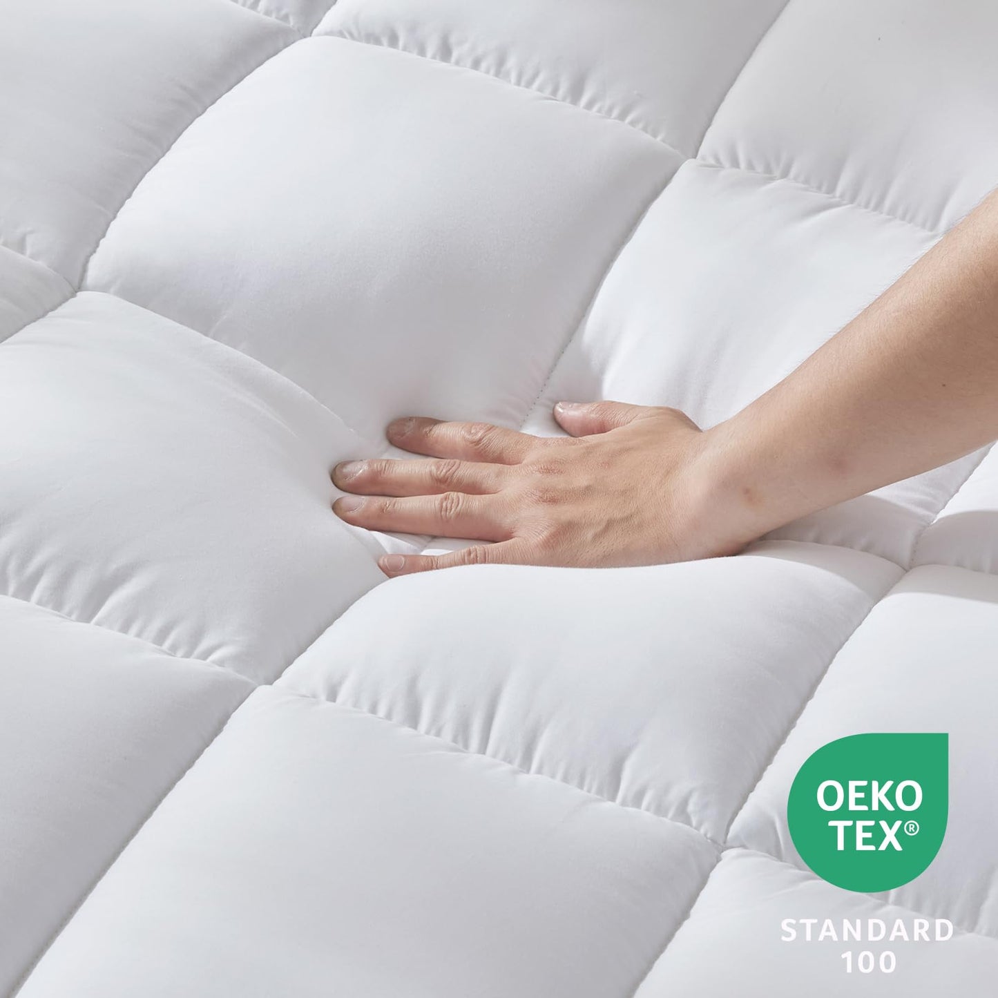 CozyLux Twin Extra Long Size Mattress Pad Pillow Top Cotton Twin XL Mattress Topper 8-21" Deep Pocket Mattress Cover Quilted Fitted Cooling 450GSM Mattress Protector (39x80 inch,White)