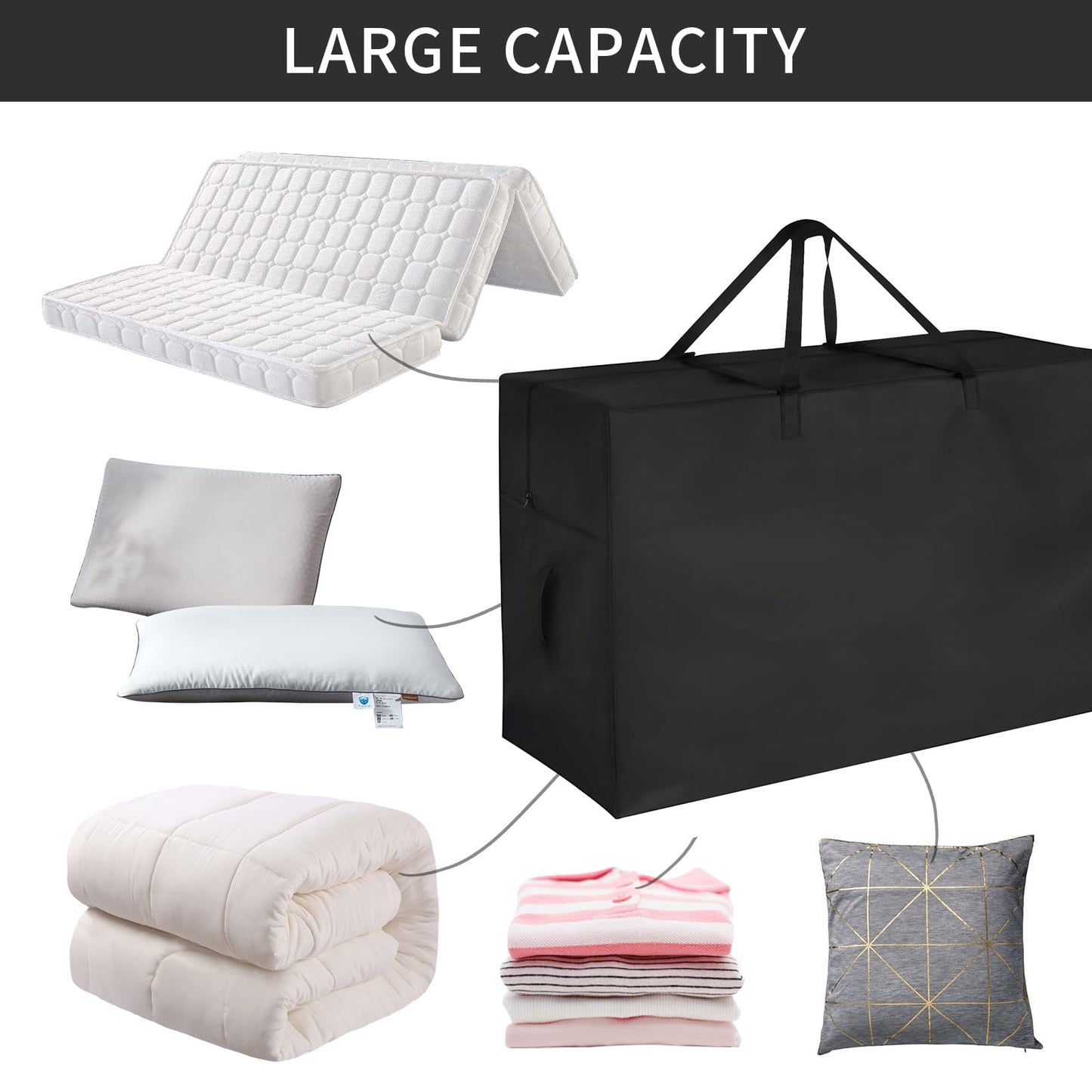 Jungda Folding Mattress Storage Bag, Carry Case for Trifold Mattress, Fit 3 Inch Tri Foldable Queen Mattress