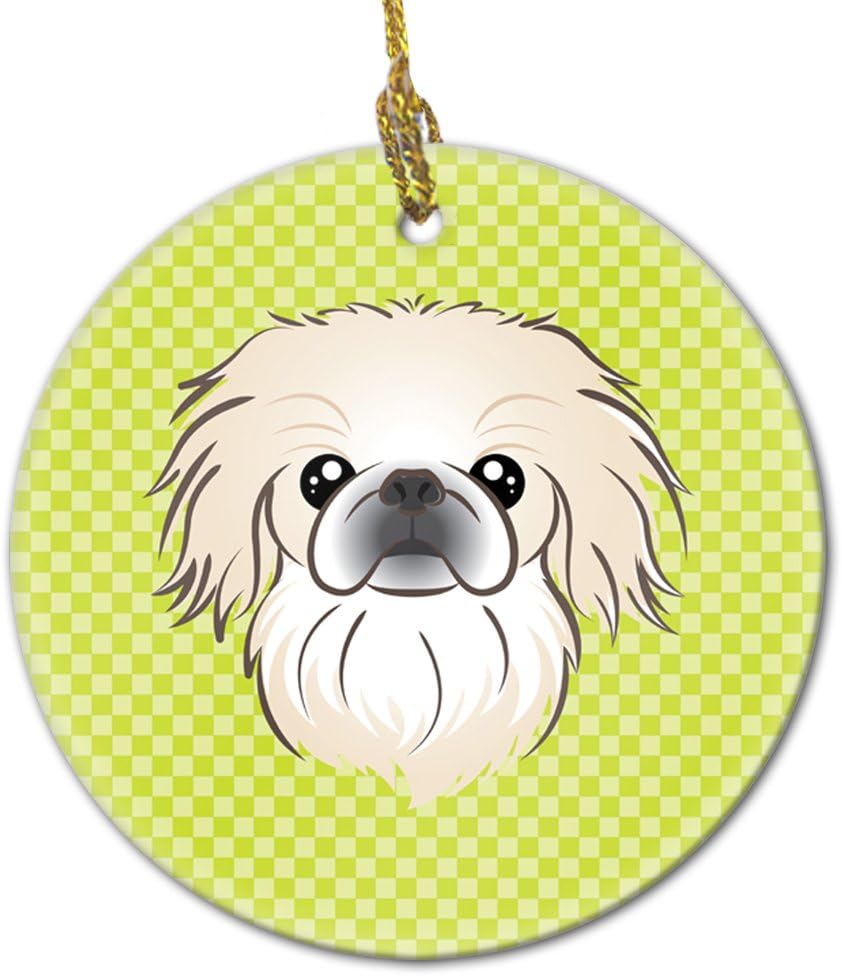 Blue Wire Haired Fox Terrier Ceramic Ornament - Checkerboard Christmas Tree Decoration, 3 in